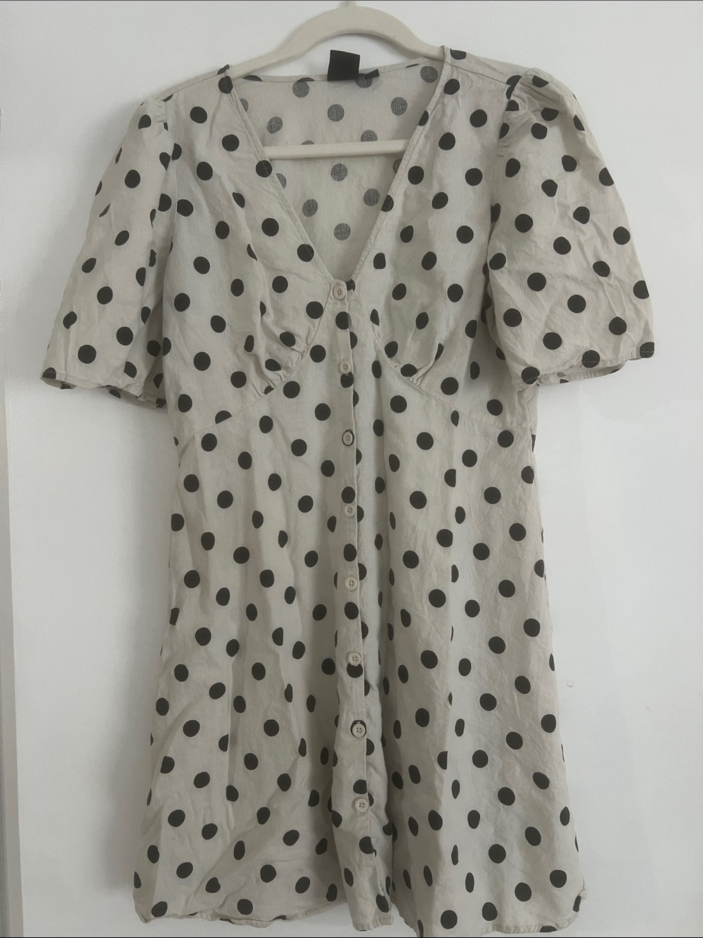 Gap Neutral Polka Dot Button-Front Mini Dress